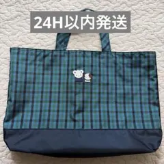 【美品】familiar　レッスンバック　ファミリアチェック　青