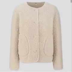 UNIQLO ユニクロ ボアフリースクルーネックカーディガン XL オフホワイト