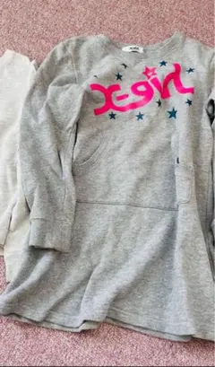 エックスガール トレーナーワンピース 130 グレー 女の子 長袖