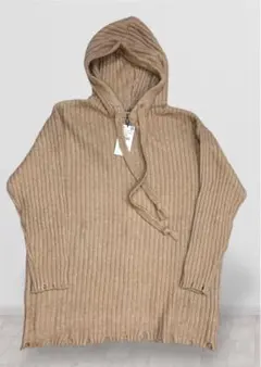 ZARA ザラ リブニット パーカー ベージュ タグ付きMサイズ　タグ付き