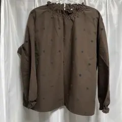 cloudnine ブラウン ドット柄 長袖シャツ M-L