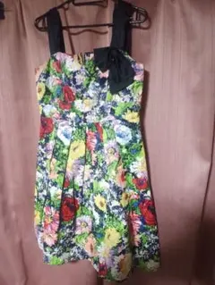 一品物古着　花柄ノースリーブワンピース