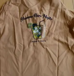 BACK NUMBER ベージュ 長袖シャツ M　刺繍　オーバーサイズМ