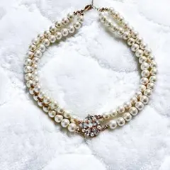 美品✨星モチーフ 2連パールチョーカーネックレス ブライダル 結婚式 上品