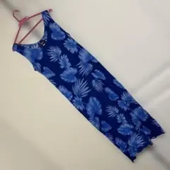 Royal Creations ムームー ドレス 青 リーフ柄 M