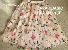 ZARA BASIC 花柄刺繍フレアスカート Mサイズのサムネイル