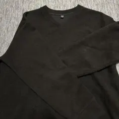 UNIQLO ニットフリースVネック　L ダークブラウン