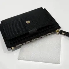 新品 ブラック 財布 コインケース 黒 ミニ 二つ折り財布 カードケース 未使用