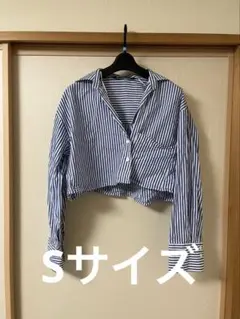 【ZARA】 ショート丈 ストライプシャツ
