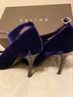 CELINE 紫 ベルベット ハイヒール　36 1/2サイズ　最終値引きのサムネイル
