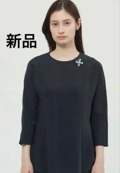 ★新品タグ付き★ポールスチュアート　アイリーダブルクロス　ブラウス　ネイビー　Lのサムネイル