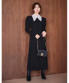 リリアンカラット ビジューカラー付　ニットワンピース