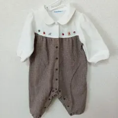 familiar チェック柄ロンパース 70