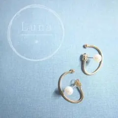 ピアス　レディース　イヤーカフ風　パールピアス　韓国　ゴールド