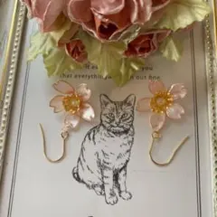 春色に染まる揺れる一輪桜の耳飾り