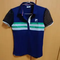 ポロシャツ M ネイビー FILA GOLF 袖レース スポーツ 半袖