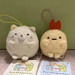 すみっコぐらし　ばんざいマスコット ねこ・えびふらいのしっぽ　2種タグ付