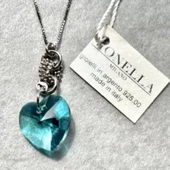 【新品】イタリア製シルバー925×スワロフスキーハートネックレス MONELLA