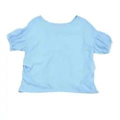 【美品】HUNCH 水色パフスリーブシャツ シアー半袖 トップス M