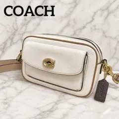 凵coach コーチ ウィロウ カメラバッグ ショルダー レザー ホワイト
