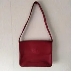 LANCEL　リアルレザー 赤 ショルダーバッグ エンボスロゴのサムネイル