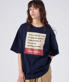 新品 ONCILY メッセージTシャツ ネイビー L