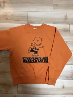 PEANUTS チャーリーブラウン スウェット オレンジ S