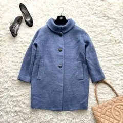 希少カラー✨【トゥモローランドコレクション】ウール ロングコート ブルー 日本製