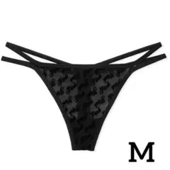 ヴィクトリアシークレット PINK ショーツ M ロゴメッシュソング ブラック②のサムネイル