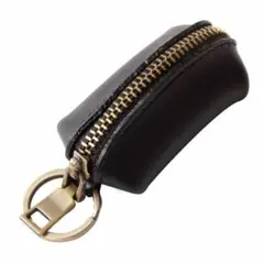 本革コインケース 小銭入れ ブラック 黒 ナッパレザー 男女兼用 キーリング付