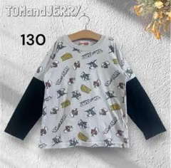 トムアンドジェリー レイヤード総柄ロンT カットソー 子供服 保育園着 着替え用