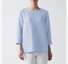 MUJI オーガニックリネン洗いざらし七分袖ブラウス 無印良品 Sサイズ 麻