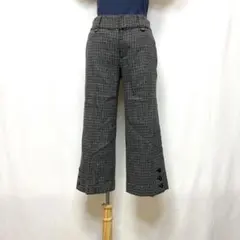 組曲 チェック柄 クロップドパンツ ウール混 カシミヤ アンゴラ 上品 サイズ2のサムネイル