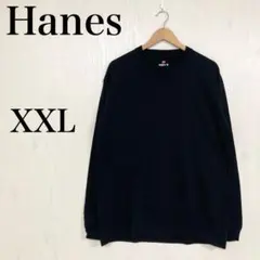 【美品】Hanes メンズ ロングTシャツ XXL ブラック 黒 BEEFY-T