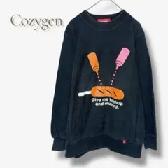 コージーゲン プリント スウェット トレーナー カジュアル 古着 個性 黒