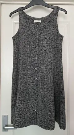 ブラック ホワイト 花柄 袖なし ワンピース レトロ レディース