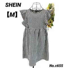シーン　SHEIN チュニック　M ギンガムチェック　白黒　お腹ゆったりのサムネイル