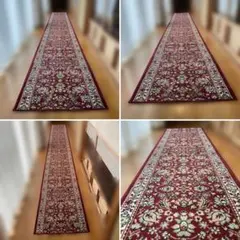 廊下敷き カーペット マット ラグ ロング 長い 5m35cm エンジ 日本製 
