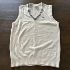 LACOSTE Vネックニットベスト サイズ4 M ベージュ色