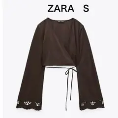 新品☆ZARA ザラ 刺繍入りトップス ZARA ザラ コントラスト刺繍入りブラウス L｜Yahoo!フリマ（旧PayPay