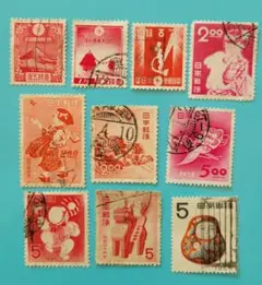 美品 昭和11年～13年 昭和24年～27年 年賀切手 お年玉切手 銭単位切手