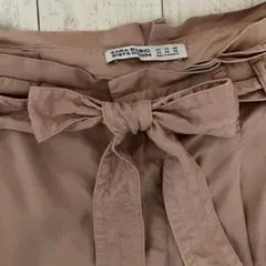 ZARA★ピンク★ベージュ★ガウチョパンツ★リボン付き★テロテロ素材