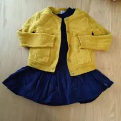 Petit Bateau コーデュロイワンピース、カーディガンセット 95cm