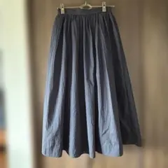 ネイビー　ロングフレアスカート　涼しげ　Mのサムネイル
