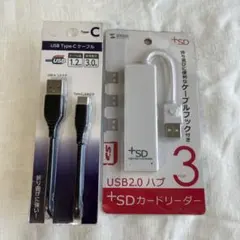 USB Type-Cケーブル ＆ SDカードリーダー付USB2.0ハブのサムネイル
