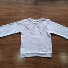 branshes　薄紫 レース付き襟 長袖カットソー　130cm