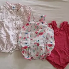 プチバトー ロンパース3着セット 6m/67cm