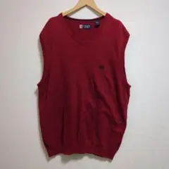 CHAPS チャップ赤 VネックニットベストＬサイズ　大きめサイズ