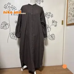 ⚠️最終価格／518 ニコアンド 茶 チェック ワンピ