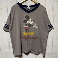80s 90s USA製 Disney ミッキー ビンテージ リンガー Tシャツ